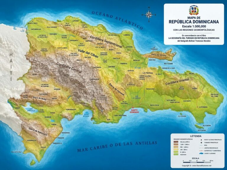 Conoce a través de este mapa cómo es el relieve de la República Dominicana
